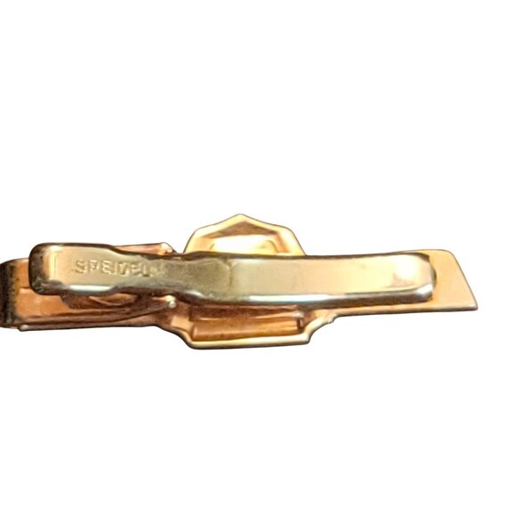 Vintage Speidel Gold Tone Tie Clip Carnelian Stone Intaglio Design Roman Warrior - Picture 8 of 8